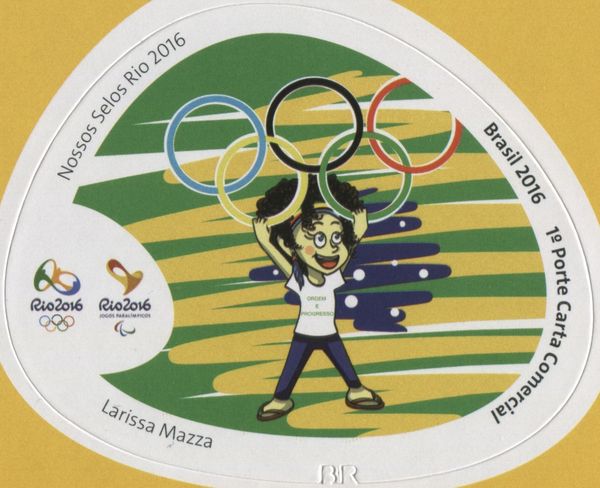 Gymnast with Olympic symbol and Flag (Larissa Mazza)