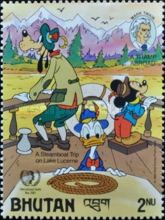 A steamboat trip on Lake Lucerne - Goofy, Donald, Mickey