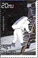 Edwin Aldrin on Lunar Module Ladder