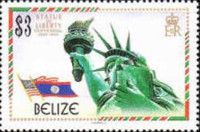 Staue Of Liberty and Flags of Belize and U.S.A.