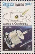 Diagram of comet's trajectory and "Giotto" space probe
