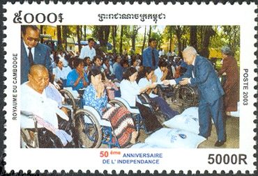 King Norodom Sihanouk wtih handicapped people