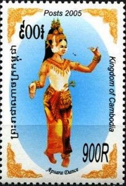 Apsaras Temple Dancers; in Color Light Blue