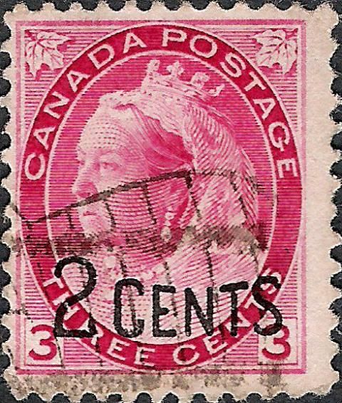 Queen Victoria (1819-1901) 1898 Issue Surcharged 2 CENTS