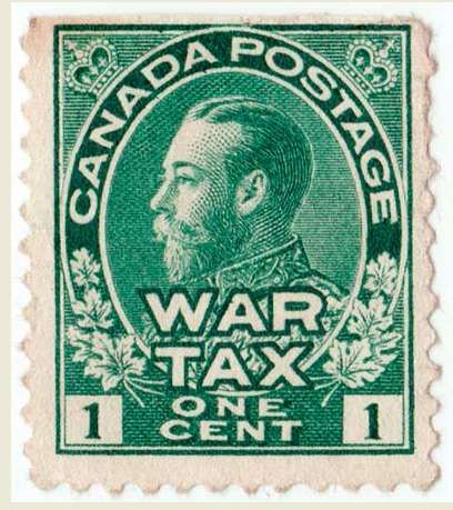 King George V with WAR TAX inscription