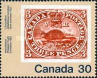 North American Beaver (Castor canadensis), 3d stamp 1851