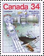 Space Shuttle "Challenger" Launching Satellite with Canadarm