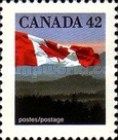Canadian Flag over Hills