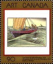York Boat on Lake Winnipeg, 1930, Walter J. Phillips