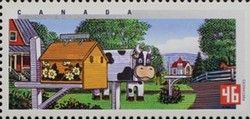House and Cow-shaped Mailboxes in Springtime - Imperf Left