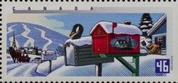 Barn and Duck-shaped Mailboxes in Winter - Imperf Left