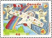 Astronauts in Space, a Rainbow and a Canadian Flag