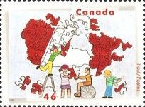 Children of Different Races Putting a Jigsaw Puzzle Map of C