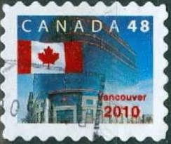 Flag in front of Canada Post Ottawa overprint Vancouver 2010