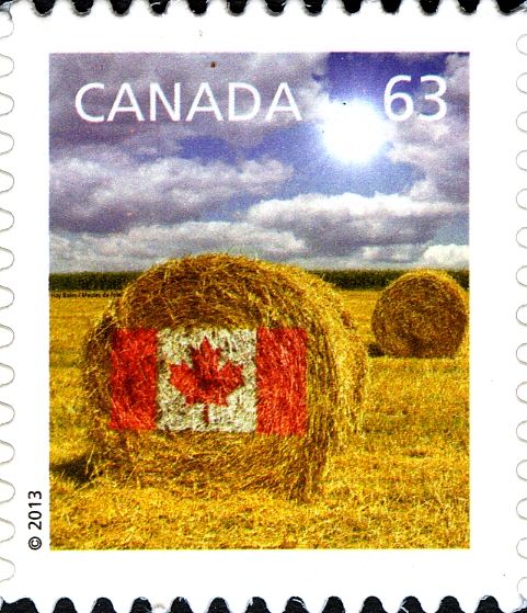 Flag on hay bale
