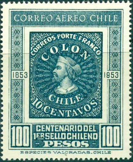 Image of the first stamp of Chile 1853