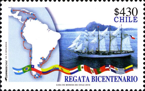 Map of South America and Ship