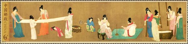 Court Ladies preparing Newly-Woven Silk