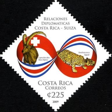 Alpine Ibex (Capra ibex ibex), Jaguar(Panthera onca), flags