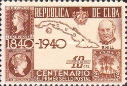 Map of the country with old stamps