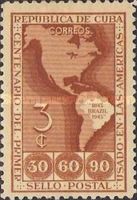 Map of America, Brazil MiNr brands. 1-3