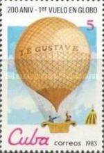 1st woman in air (E.Tible) on balloon «Le Gustave», 1784