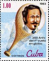 1st Cuban balloonist J.D.Blino & his balloon, 1831