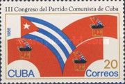 Party and natl flags, emblem
