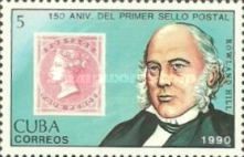 Portrait of Sir Rowland Hill and stamps of GB Type A5