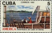 Columbus landed on the island of Guanahani