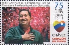 Hugo Chavez with hand over heart