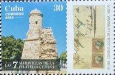 Havana local post cover with two stamps, watchtower