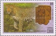 Leopard (Panthera pardus) and Nigerian bronze plaque