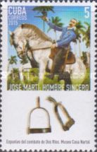 Martí on horseback, spurs from Battle of Dos Ríos