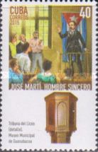 Martí addressing crowd, pulpit