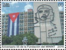 Ministry building with state flag and picture of Che Guevara