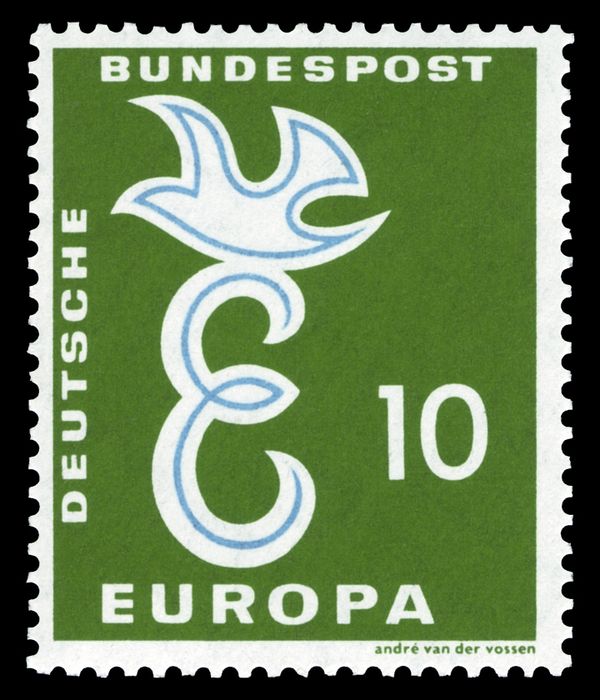 Europa - Dove over Letter 'E'