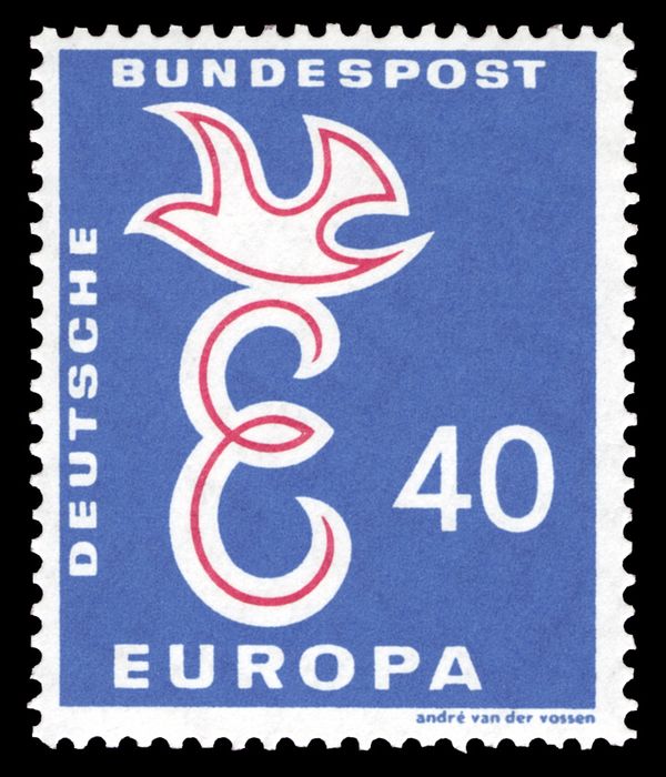Europa - Dove over Letter 'E'