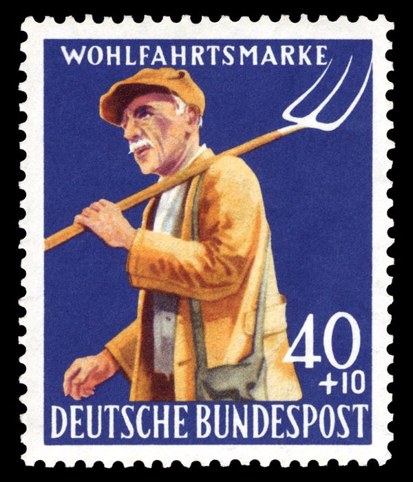 Farmer with pitchfork
