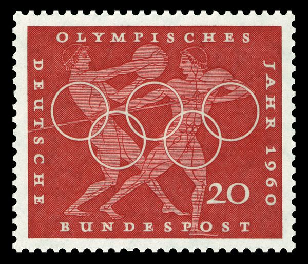 Discus and javelinthrow, Greek vase paintings, Olympic rings