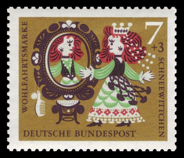 Scene from the fairy tale "Snow white and the seven dwarfs"