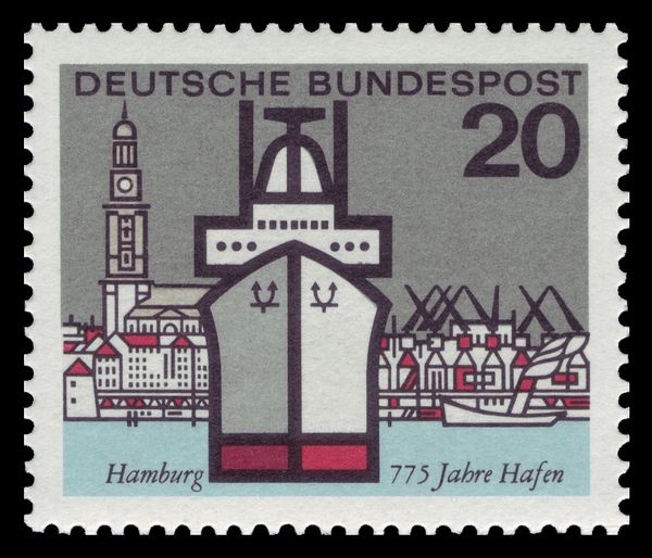 Liner "Lichtenfels" and St. Michael's Church, Hamburg