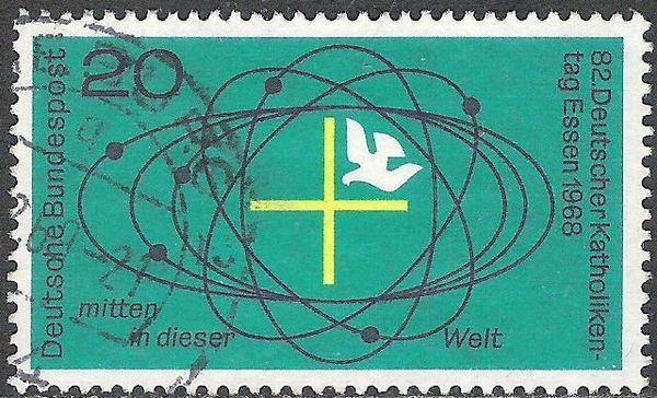 Cross and dove in center of universe