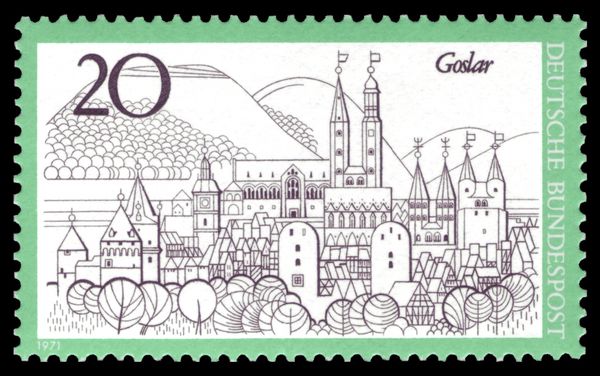 City of Goslar with Imperial Palace and Harz mountains