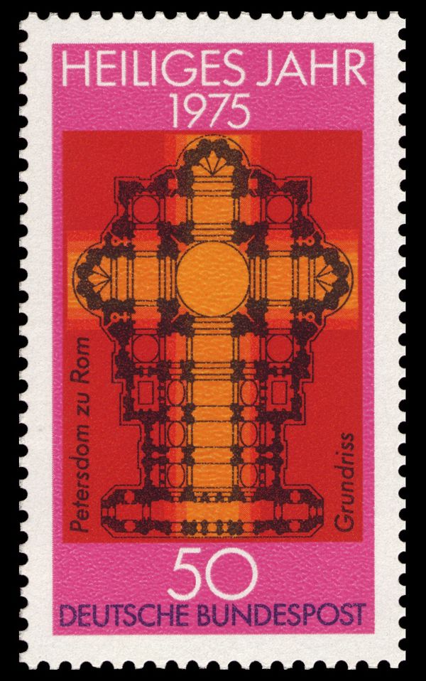 Floor plan of St. Peter's Basilica in Rome (within a cross)