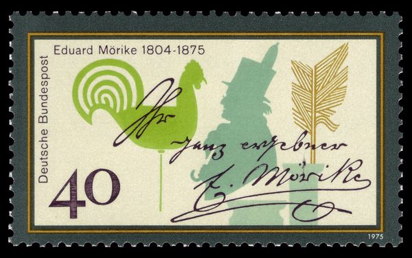 Eduard Mörike, weather vane, quill and signature.