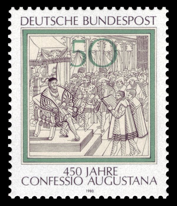 "Reading Augsburg Confession" (engraving, G.Kohler)
