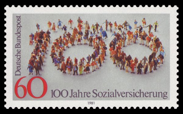 People forming figure "100"