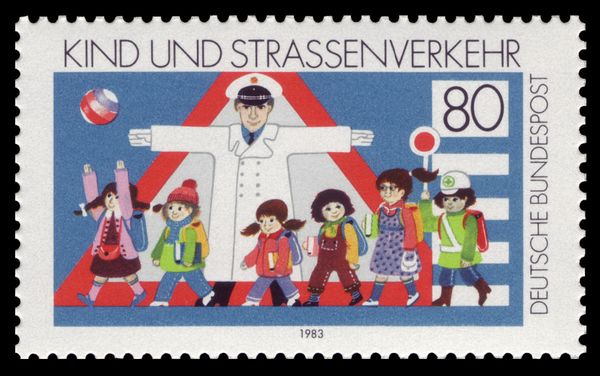 Children crossing road