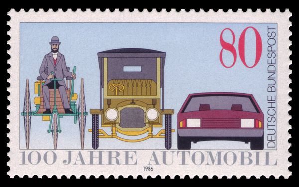 Benz Tricycle, Saloon Car, 1912, and Modern Automobile
